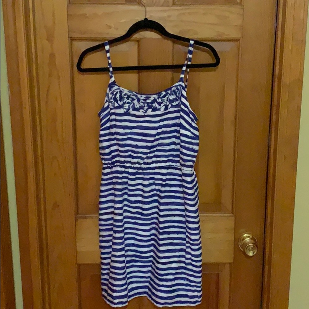 Ann Taylor Loft Blue and White Striped Dress